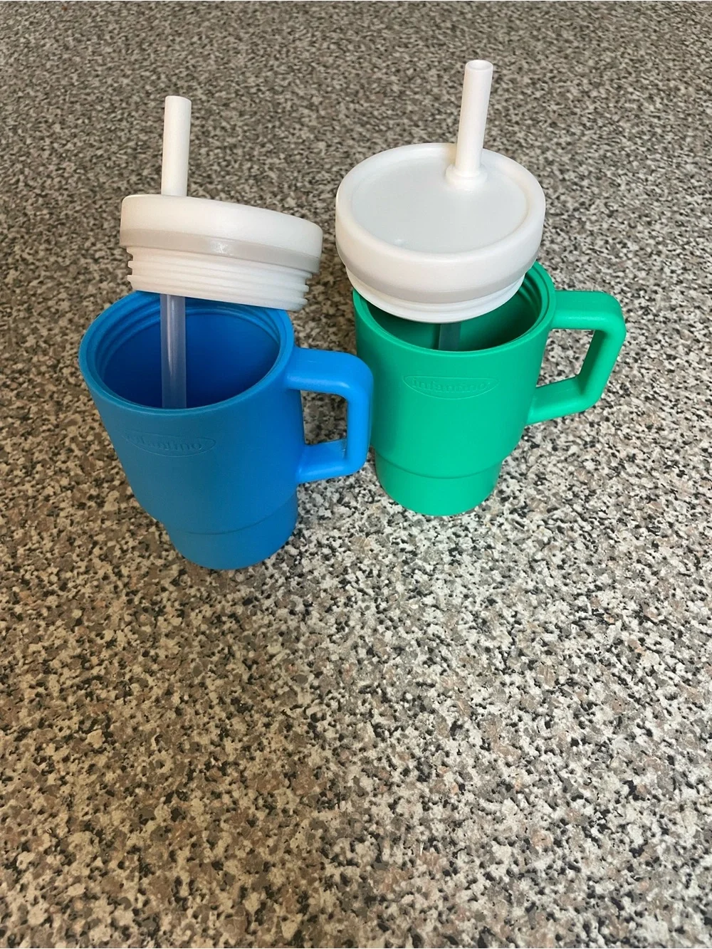 Infantino Blue and Green Insulated Toddler Cups with White Lids - 2 Pack